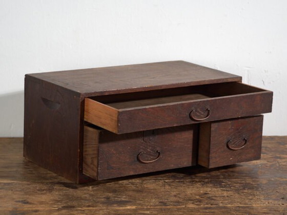 Antique Japanese Desk Chest with Three Drawers – Meiji / Taishō Period (c. ) (photo 16 of 40)