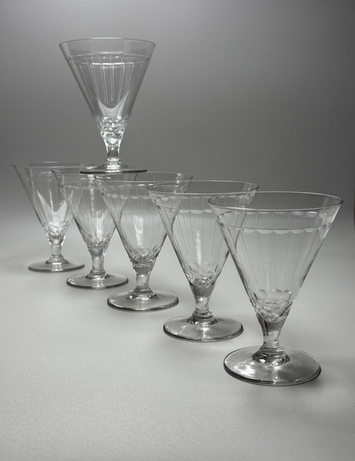 Vasos Doyen “Yvette” – Juego de seis vasos. Bélgica, época Art Déco, circa 1930. – glazen karaffen, Crystal