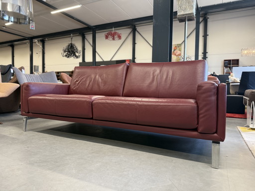 Leolux Bellice 3 Seater sofa & 1 Seater + Footstool Senso Granata leather