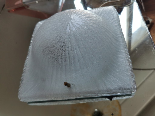 Vintage wandlamp van ijsglas