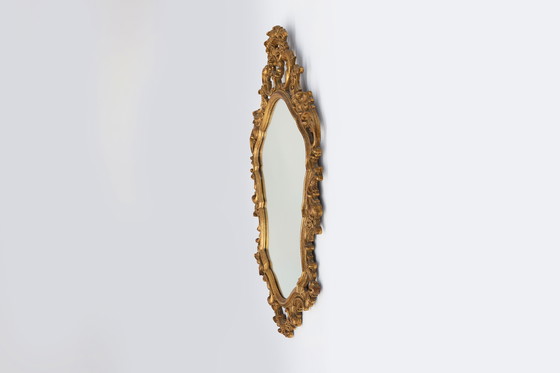 Image 1 of Baroque style oval wall mirror in gilded wood, France
