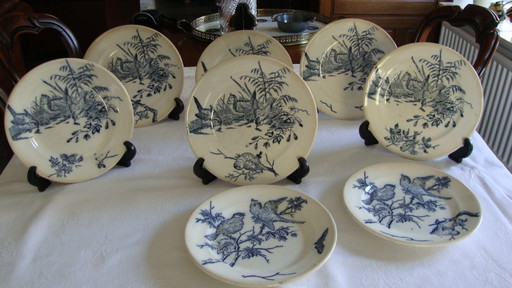 8x Panneaux vintage avec oiseaux