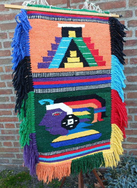 Image 1 of Tapisserie murale en laine tissée à la main, Amérique du Sud précolombienne