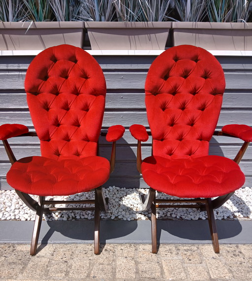 2 Velvet Armchairs 1970s