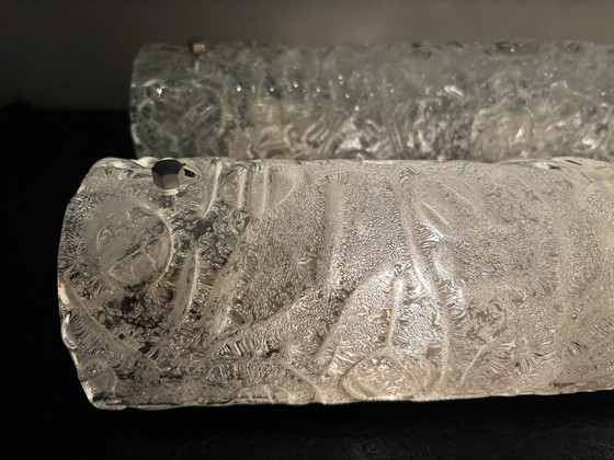 Image 1 of Ensemble de 2 très grandes appliques murales (verre dépoli vintage) Hans Popp (HP Leuchten)