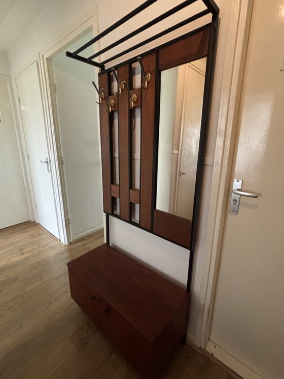 Image 1 of Vintage Mid - Century Coat Stand With Seat/Cabinet.