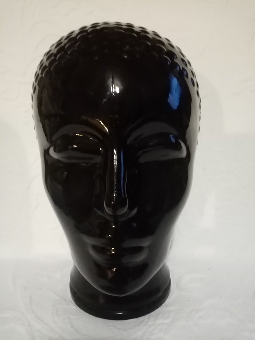 Black Glass Mannequin Head Design after Piero Fornasetti 70s