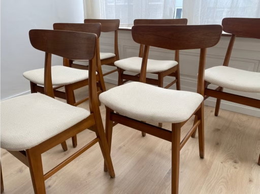 Set of 6 Findahl Moss Ball Dining Chairs 50s Danish Design – eetkamerstoelen, Wood (photo 2 of 5)