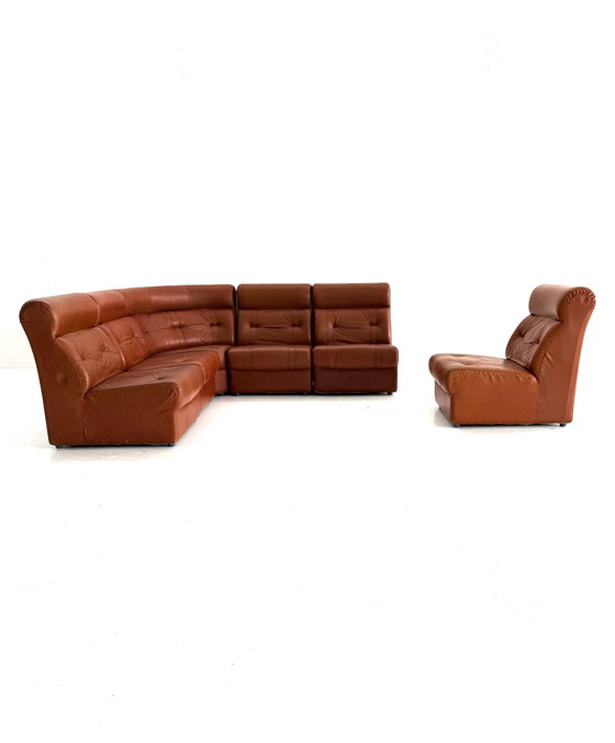 Vintage 6-Delige Modulaire Leren Bank, Jaren ‘80 – laauser, Modulaire banken, Wood, Leather (photo 13 of 14)