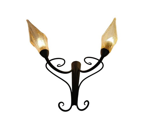 Image 1 of LAM - Lightning - wandlamp - Made in Italy - metaal - mond geblazen glas - 2000