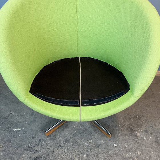 Image 1 of Midcentury lounge chair "Planet" by Stokke, chrome and lime green fabric upholstery