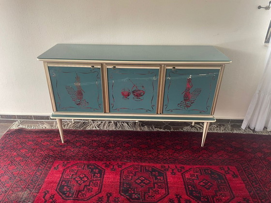 Image 1 of Credenza italiana di metà secolo con specchio — di Umberto Mascagni (anni '50-'60)