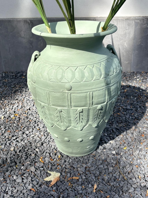 Maceta de Terracota Verde Claro Gris