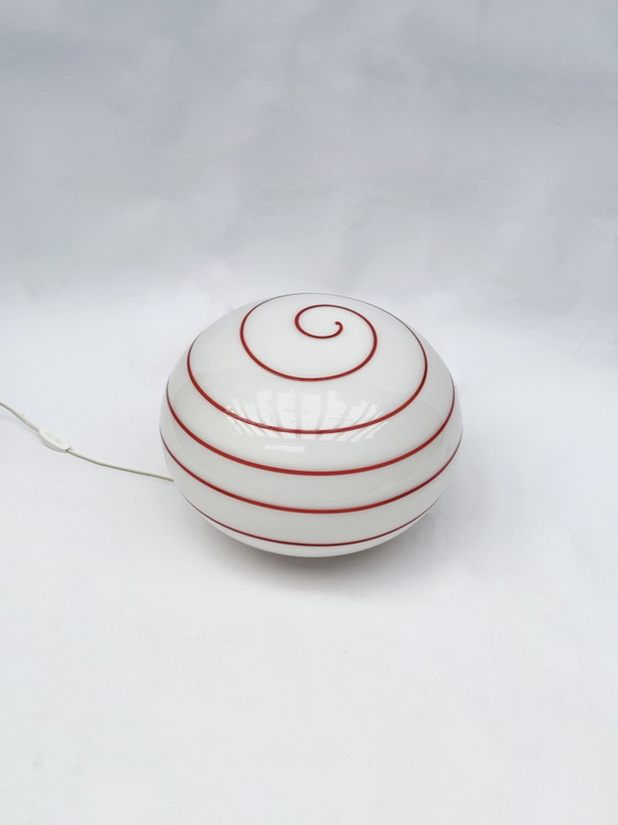 Image 1 of Lampe Vintage XL Ilu di Vetro Zebra Rouge Blanc Verre