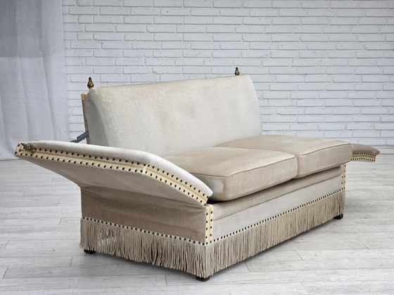 Image 1 of Divano danese a due posti con braccioli a goccia, anni '70, rivestimento in velluto.