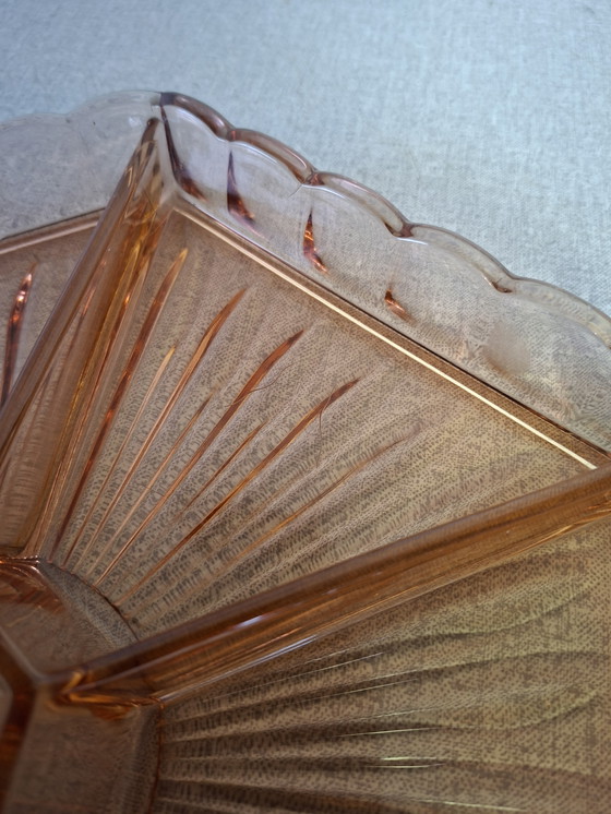 Image 1 of Plateau d'apéritif Val Saint Lambert art déco