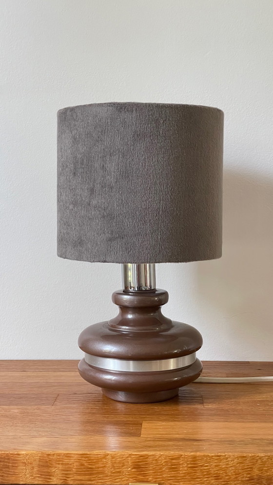 Image 1 of Lampada in ceramica con bordo in alluminio, Francia anni &#39;70