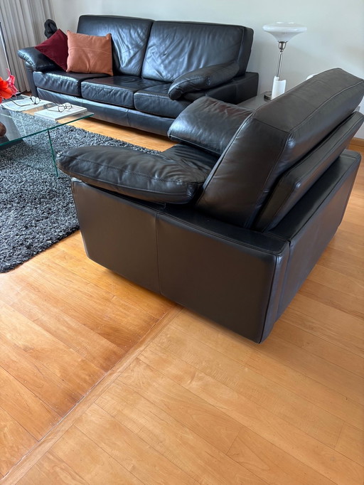 Roche Bobois calf leather sofa set