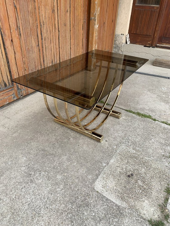 Brass and Glass Dining Table, Italy, 1970s – Hollywood Regency (photo 2 of 5)