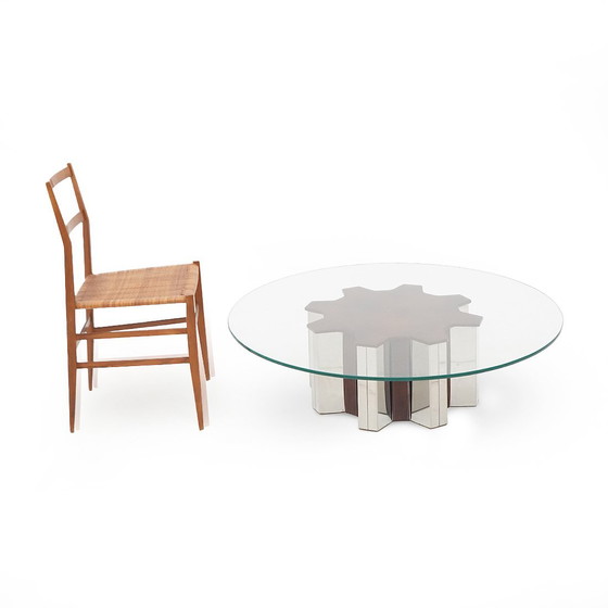 Image 1 of Mesa de centro de acero y vidrio, años 70