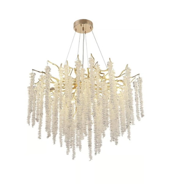 Image 1 of Akeelighting Gouden Kristallen Kroonluchter 31,5” Moderne Boomtak Luxe Eetkamer