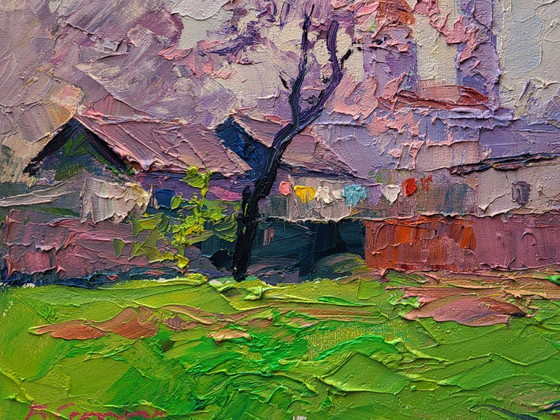 Original Oil Painting Rural Landscape Village Street Spring Has Come – Paintings & Drawings, Canvas (photo 6 of 7)