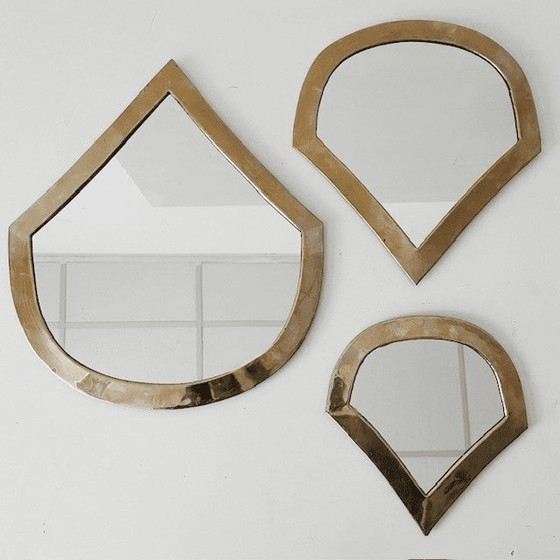 Image 1 of Set di specchi a goccia in ottone marocchino a forma di goccia di pioggia