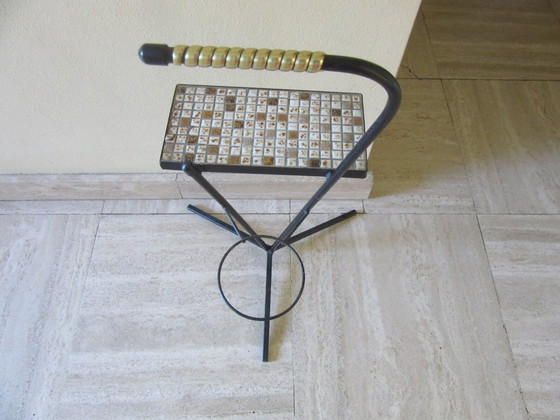 Image 1 of Table d'appoint au design moderniste, mosaïque en métal noir