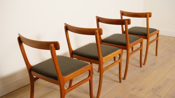 Image 1 of 4 x eetkamerstoel | Ole Wanscher | Kersenhout | Opnieuw gestoffeerd