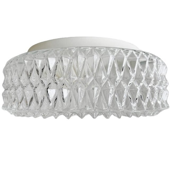 Image 1 of Plafoniera quadrata di metà secolo in vetro chiaro a stella