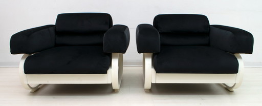 Pair of Mid-Century Modern Italian Velvet Armchairs, 1960s