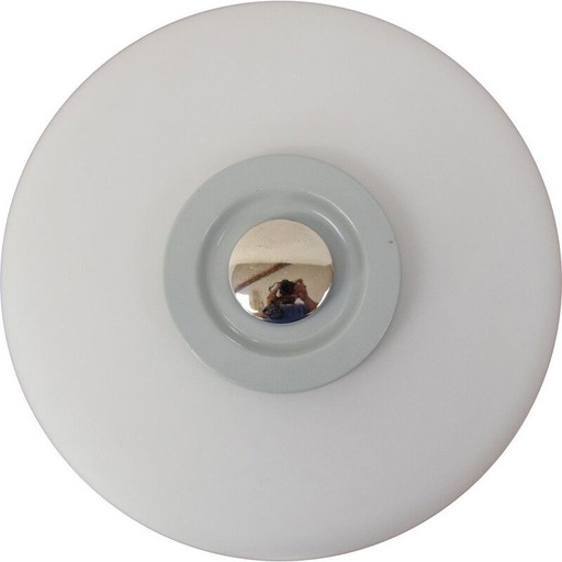 Vintage wall lamp in milk glass and metal by Josef Hurka for Napako, Czechoslovakia 1970