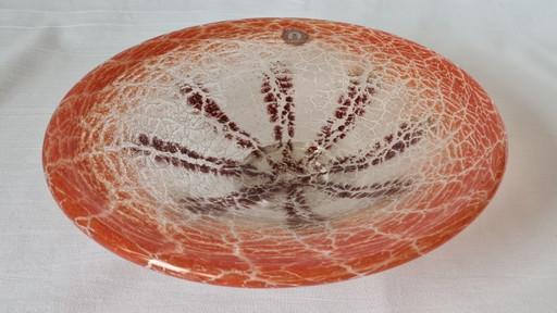 Bol en verre WMF Ikora K. Wiedmann Art Déco Rouge Rare avec étiquette d'origine 24,5 cm – decoratieve objecten, Glass
