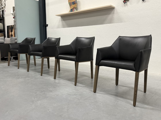 Image 1 of 4 Chaise de salle à manger Leolux Pyrite en cuir noir