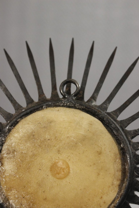 Image 1 of Brutalistische ijzeren spiegel uit circa 1950. Brutalistisch modernistisch ontwerp.