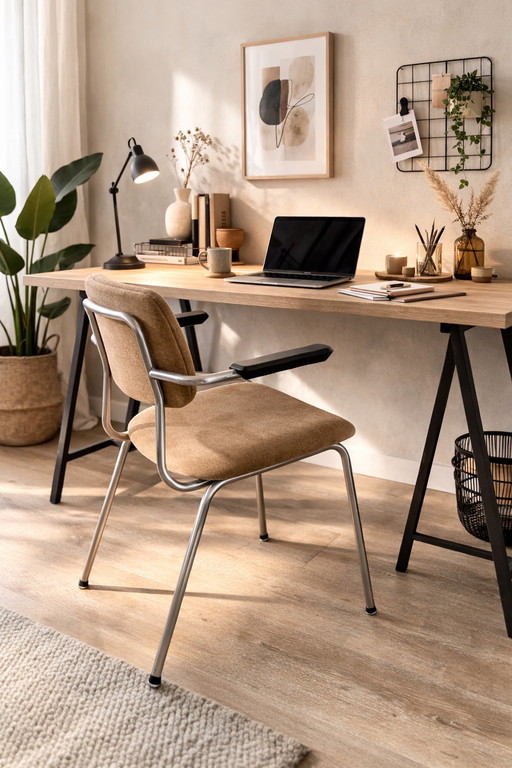 Sedia Gispen con struttura tubolare – vintage – rivestita