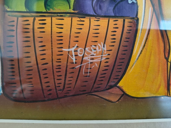 Image 1 of Pintura haitiana - Década de 1960 - Escena de mercado - Firmada