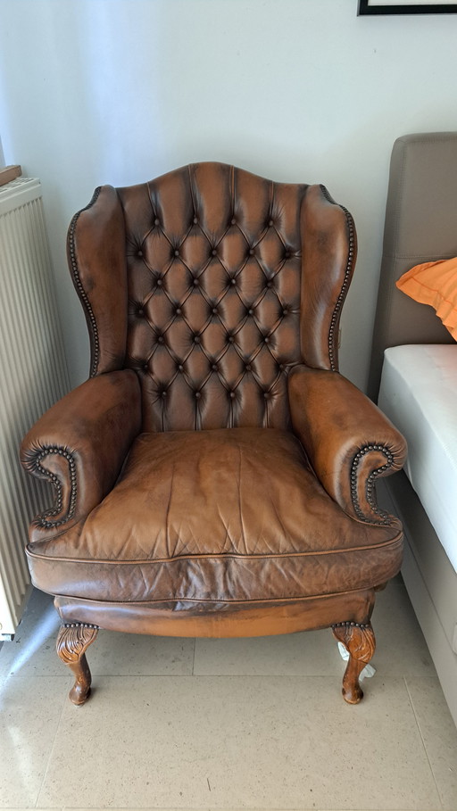 Armchair Wingback Chesterfield Leather