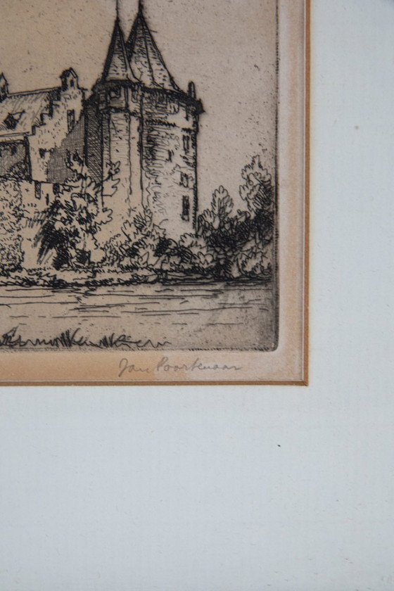 Image 1 of Fine line etching by the Dutch graphic artist Jan Poortenaar