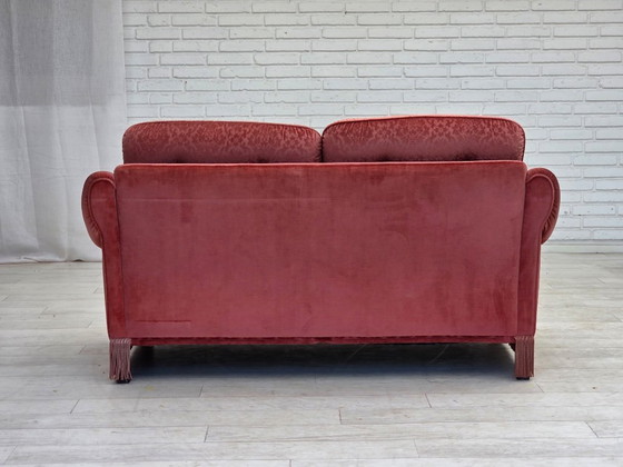 Image 1 of 1980s, Scandinavian 2-seater sofa, pink furniture velour.