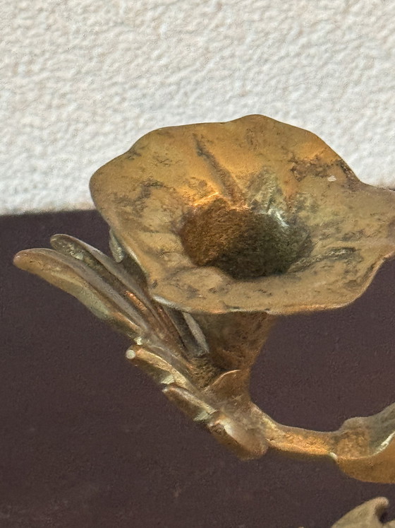 Image 1 of 🕯️ Bronzen Art Nouveau tweearmskandelaar | handgegoten, massief, authentieke patina | 1890–1920