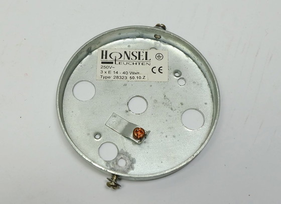 Image 1 of Lámpara de techo de 3 focos de la década de 1980, de metal y lucita, de la era Honsel Memphis.