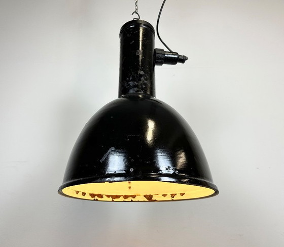 Image 1 of Industrial Black Enamel Factory Hanging Lamp, 1950s