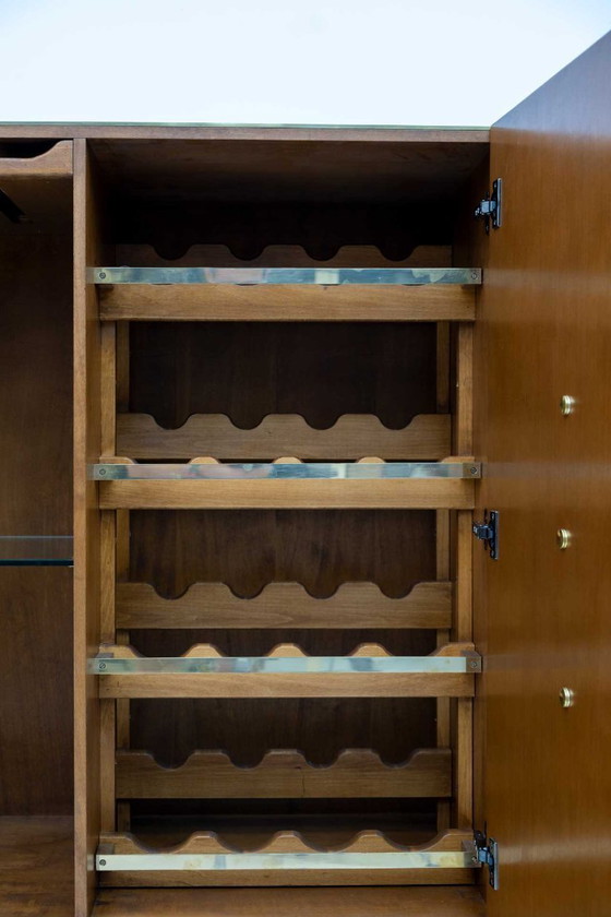 Image 1 of Postmodern Italiaans bar dressoir van Murano glas en messing, jaren 1980