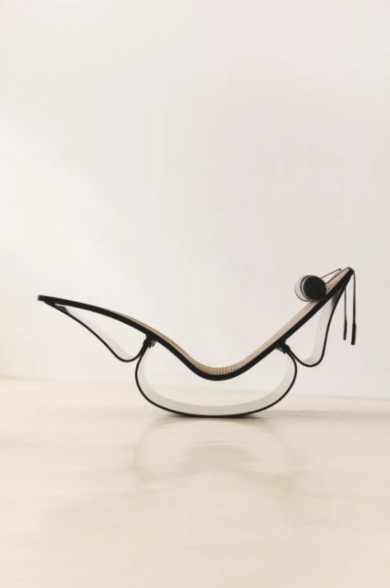 Original Mid-Century Modern Rio Chaise longue by Oscar Niemeyer, 1978, Leather, Rattan, Beige (photo 5 of 6)