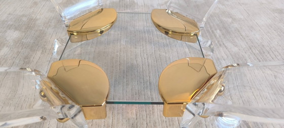 Tavolino da Caffè Lucite & Ottone – Stile Hollywood Regency DLG Charles Hollis Jones – Curvasa Muebles (photo 12 of 18)
