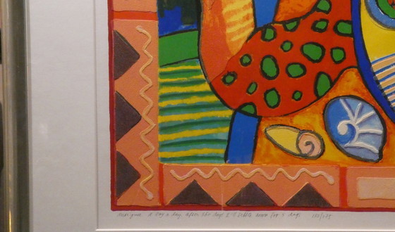 Image 1 of CLEMENS BRIELS - Zeldzame Caribbean-Zeefdruk "Antigua, a bay a day, after 360 days I'll settle down for 5