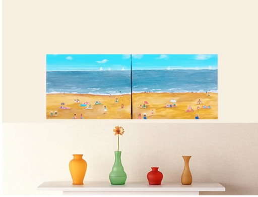 Cuadros de playa/mar de dos paneles