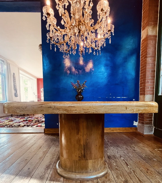 Stylish vintage dining table with marble top., Brown (photo 3 of 5)