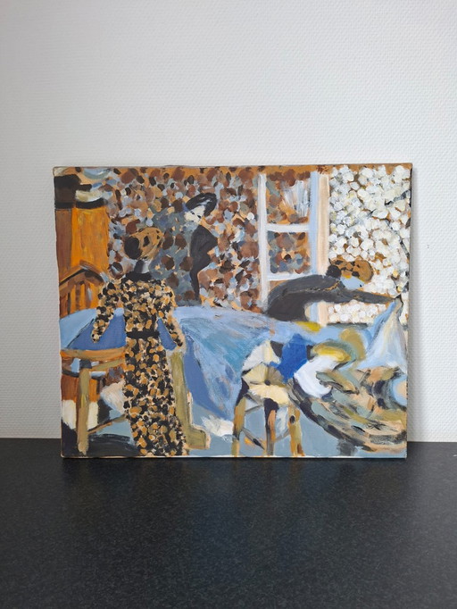 Impressionistisches Gemälde auf Keilrahmen, Öl auf Leinwand.